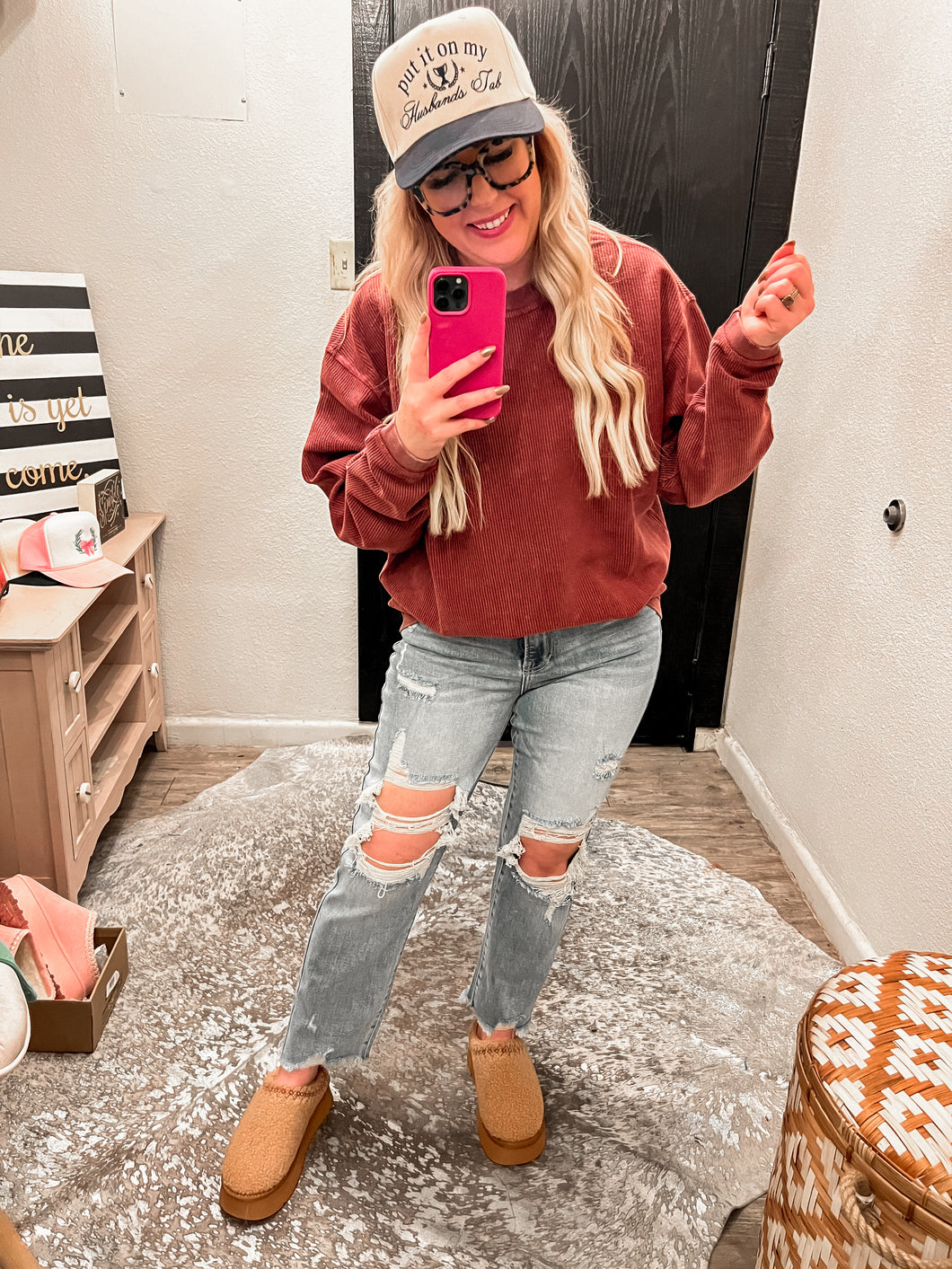 High rise light wash crop distressed jeans
