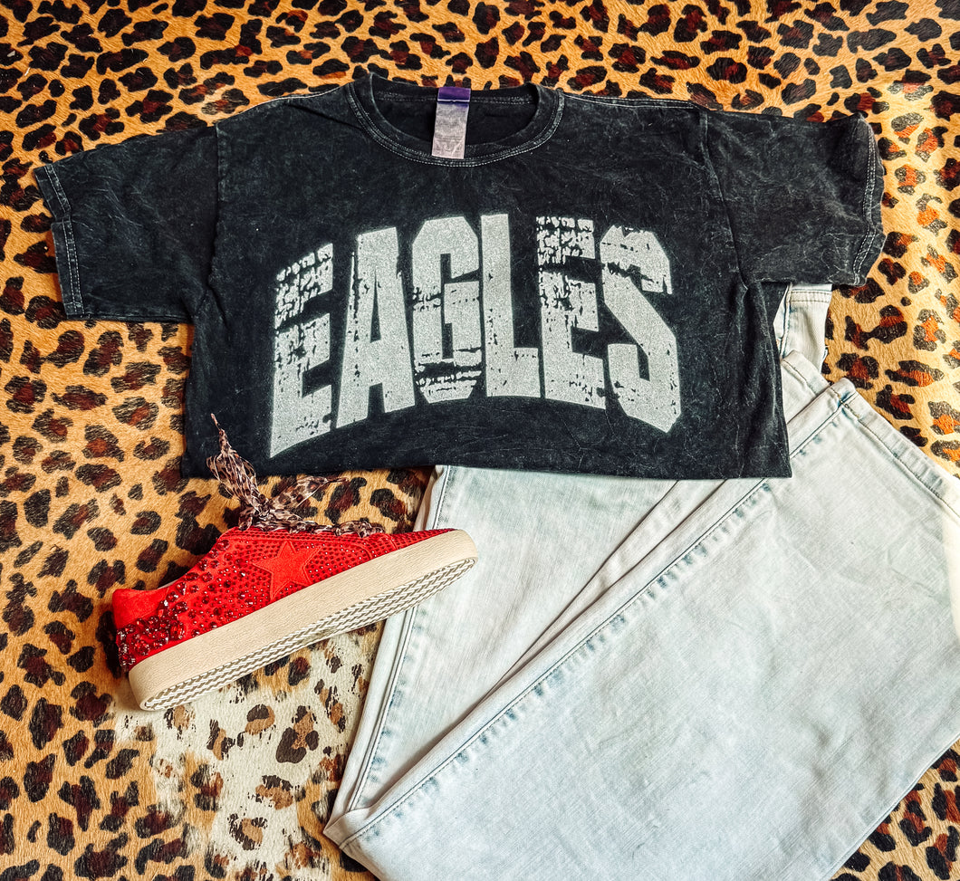 Eagles black acid wash tee