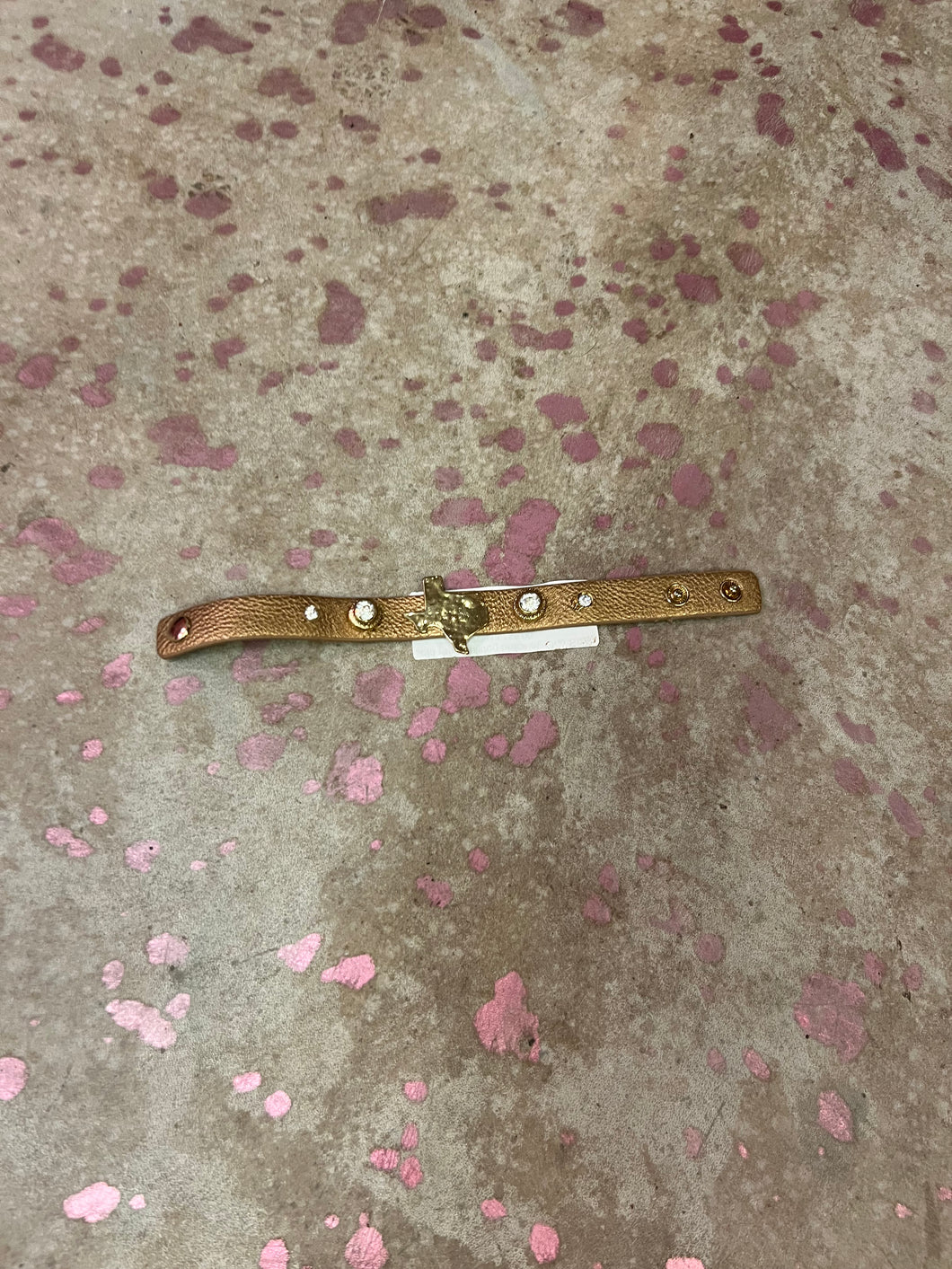 Gold Pink Bulldog bracelet, One Size