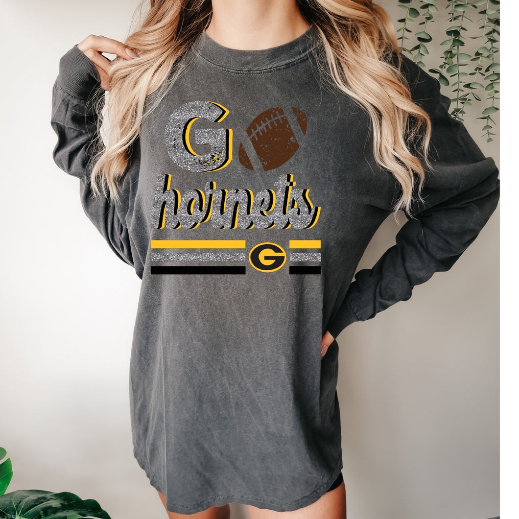 Gatesville Hornets faux glitter football design