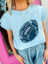 Load image into Gallery viewer, Game Day Retro Denim Football Patch Top
