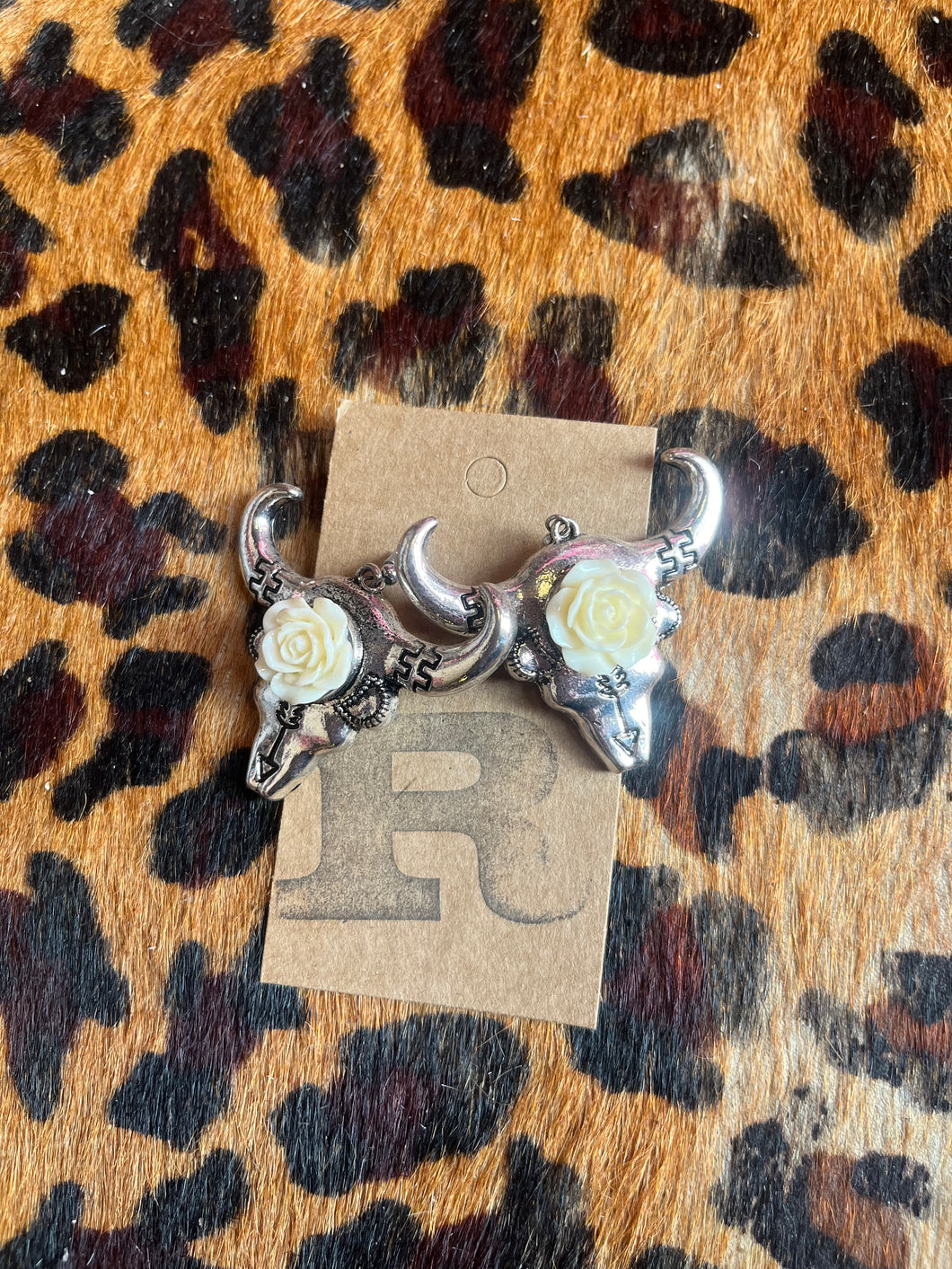 silver/ white flower Pink Bulldog jewelry