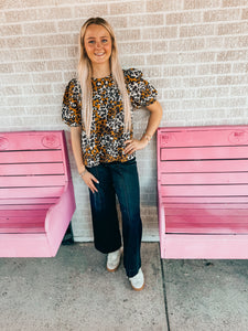 Cheetah print yoke line top
