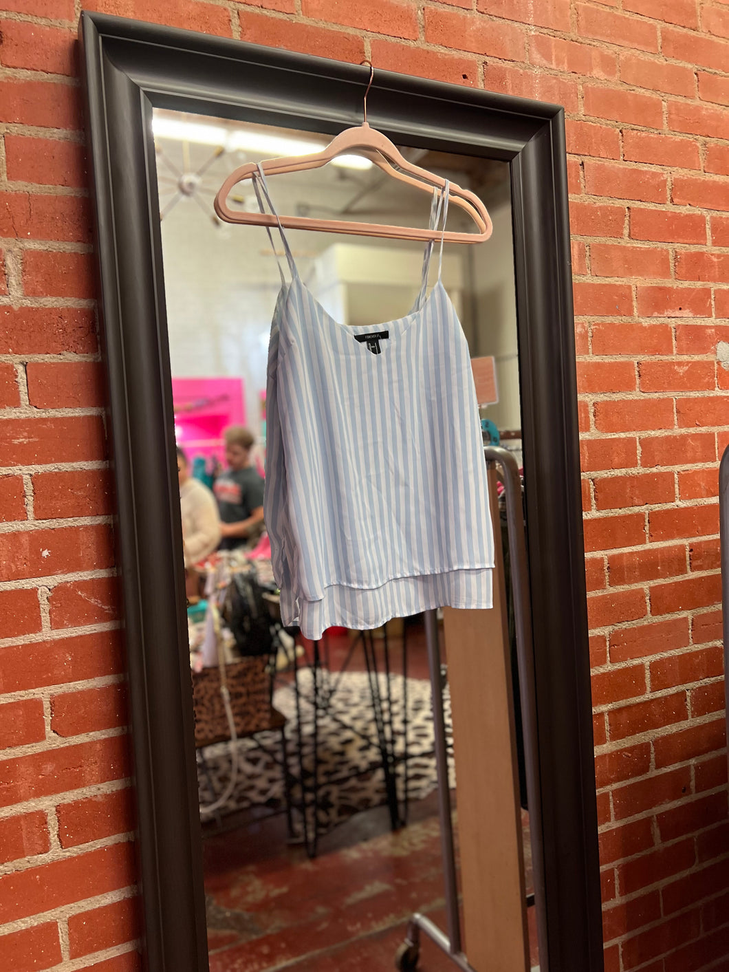 white blue stripe Forever 21 Womens Top, Small