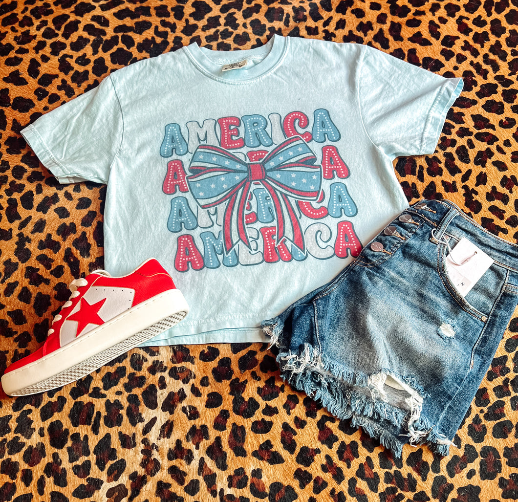 America bow crop tee