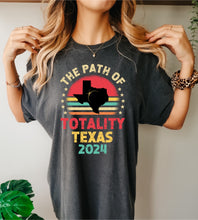Load image into Gallery viewer, Solar Eclipse Tees- The Path of Totality Colorful Texas
