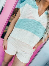 Load image into Gallery viewer, Split Neck Sleeveless Stripe Sweater
