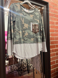 Camo fth ray Womens Top, Small