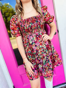 Floral organza babydoll dress