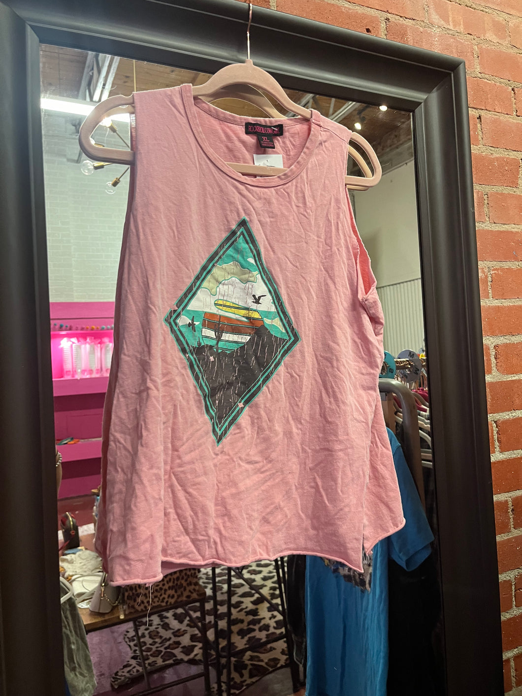 Pink Rock and Roll cowgirl Womens Tanks, XL