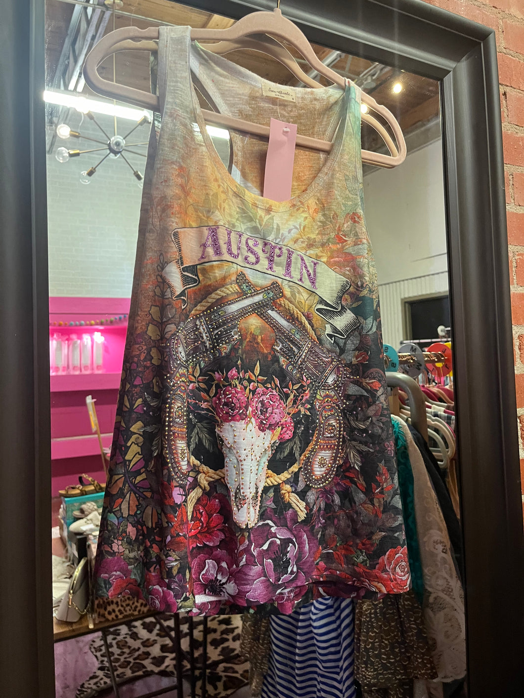 Rhinestone sweet gisele Womens Tanks, Medium