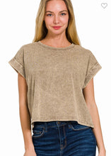 Load image into Gallery viewer, Acid wash cuffed sleeve top
