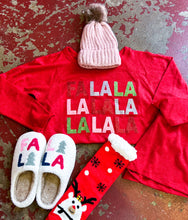 Load image into Gallery viewer, Red Glitter Fa La La La La shorts Lounge Set
