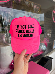 Trucker hats w/ sayings and designs