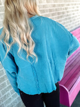 Load image into Gallery viewer, Mineral Washed Dropped Shoulder Waffle Knit Top
