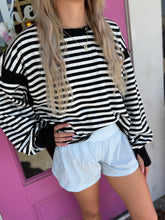 Load image into Gallery viewer, Striped Terry Open Back Long Sleeve Top
