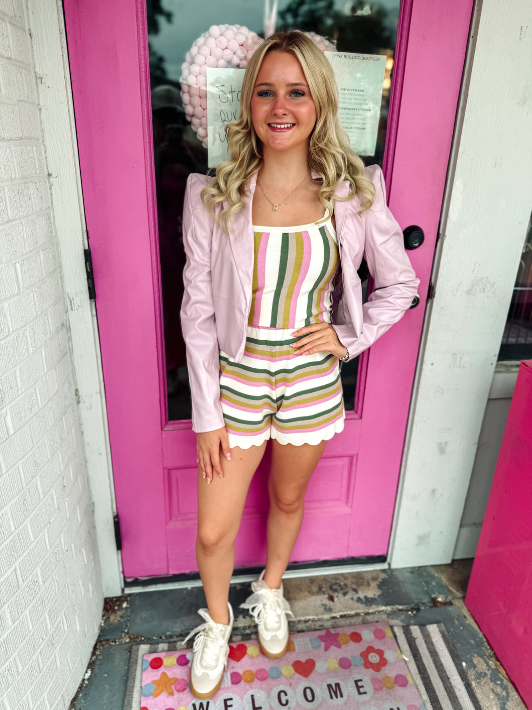 Olive striped set