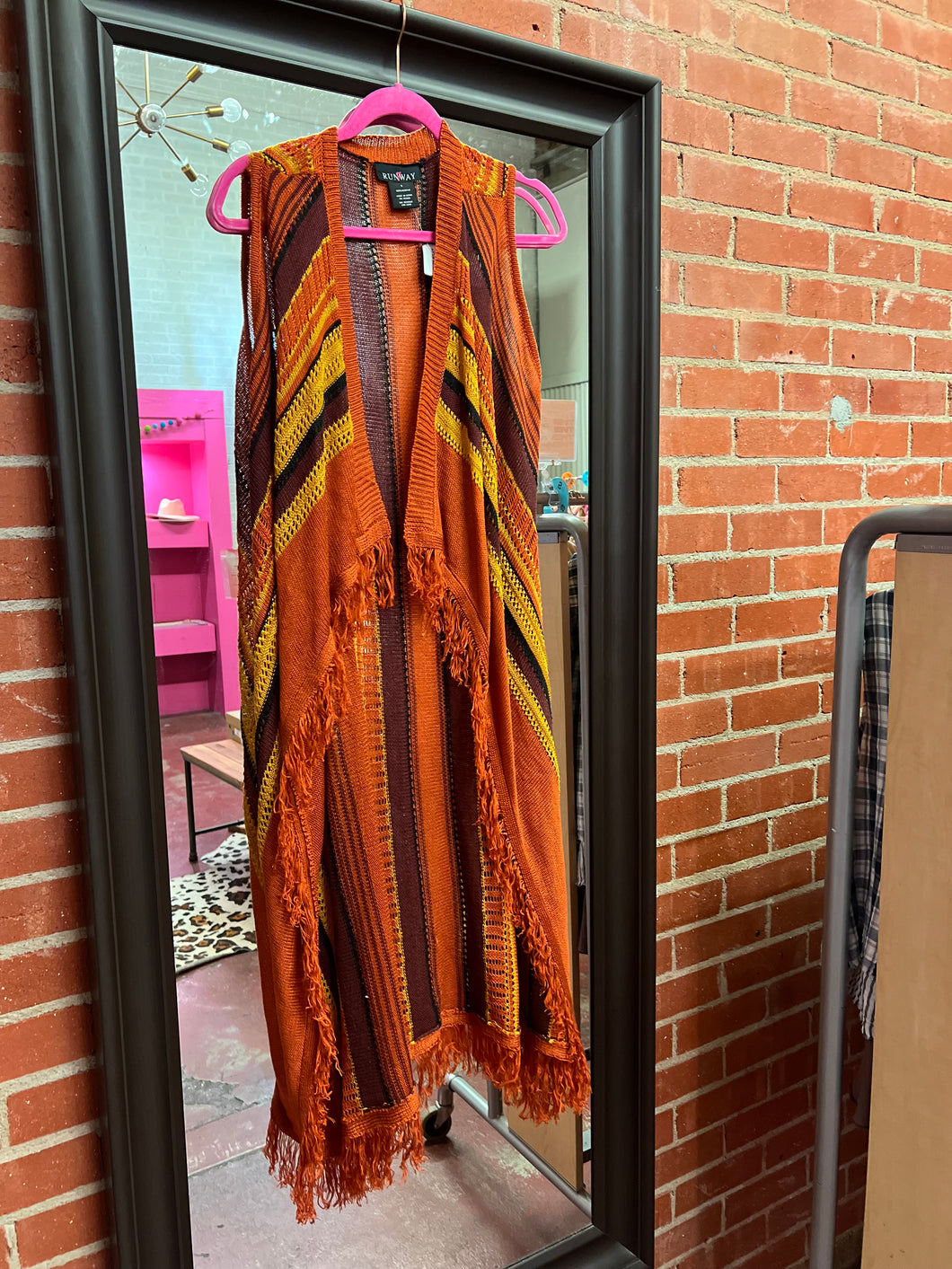 Rust/maroon stripe Runway Kimono, Small