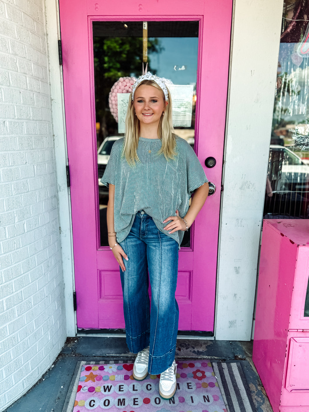 Corded ribbed oversized pocket tee