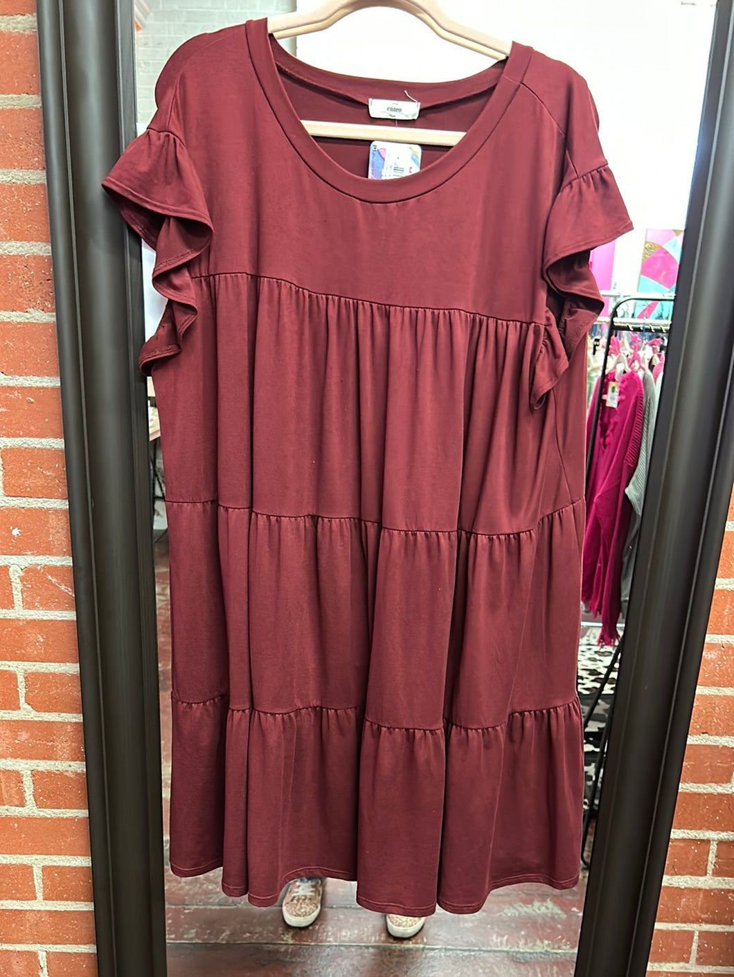 Maroon Pink Bulldog Womens Dress, 2XL