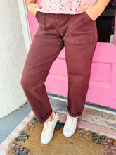 Load image into Gallery viewer, Chocolate High Rise Ankle Cuffed Barrel Pants
