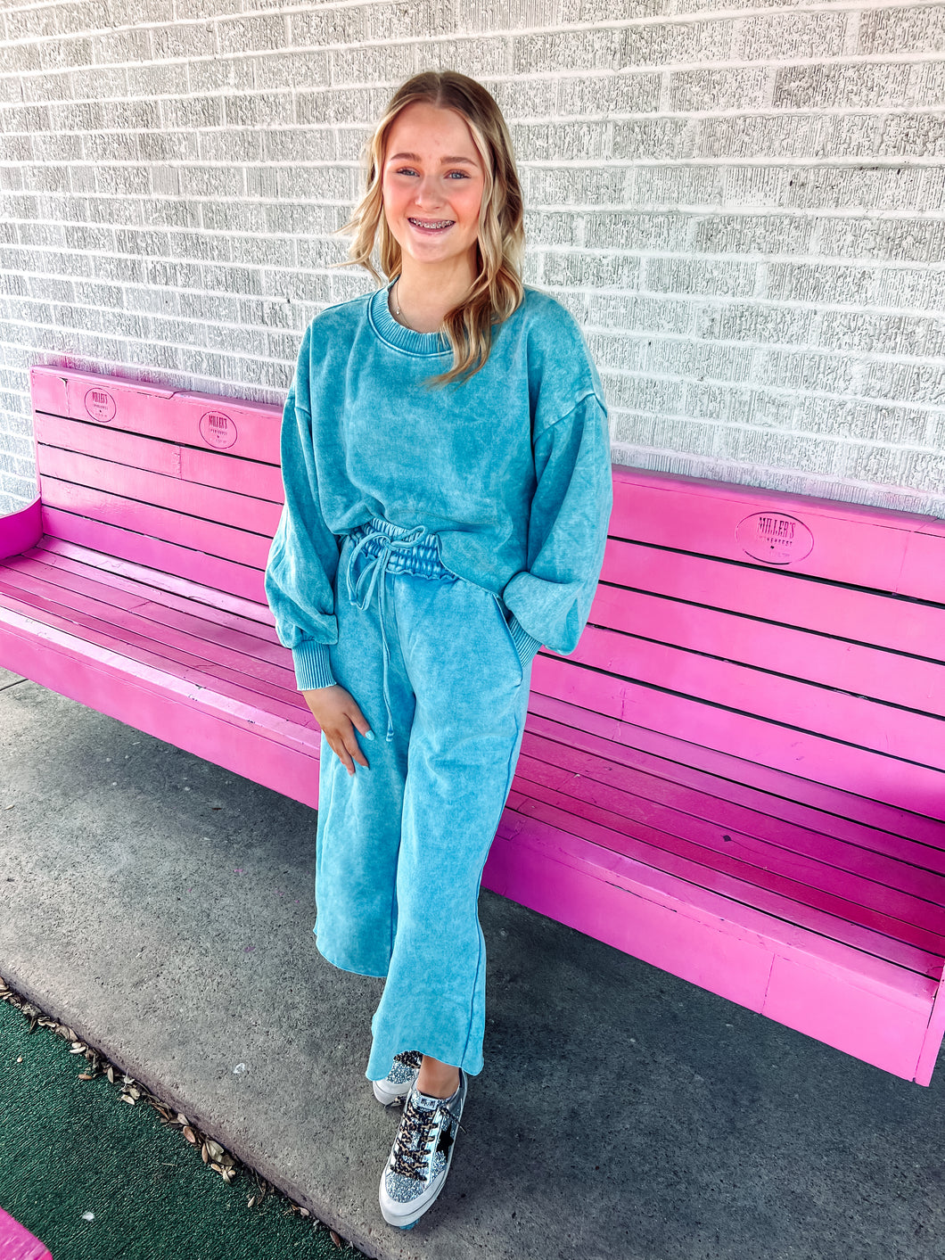 Acid wash crop sweatpants