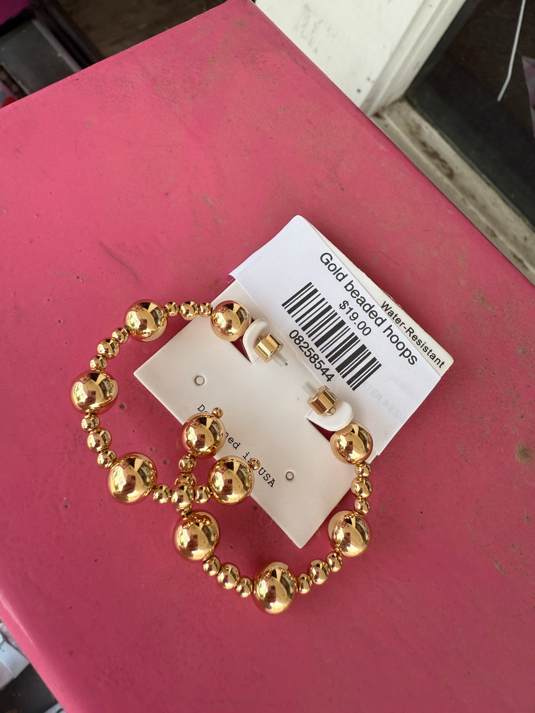 Gold beaded hoops