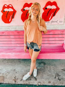 V Neck high low short sleeve tee