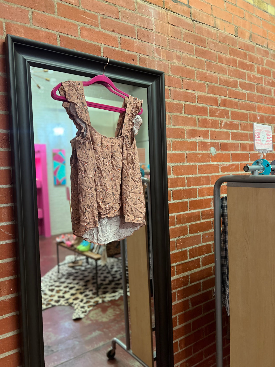 Floral Pink Bulldog Womens Top, Small