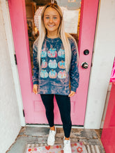 Load image into Gallery viewer, Bleached pastel pumpkin grid sweater
