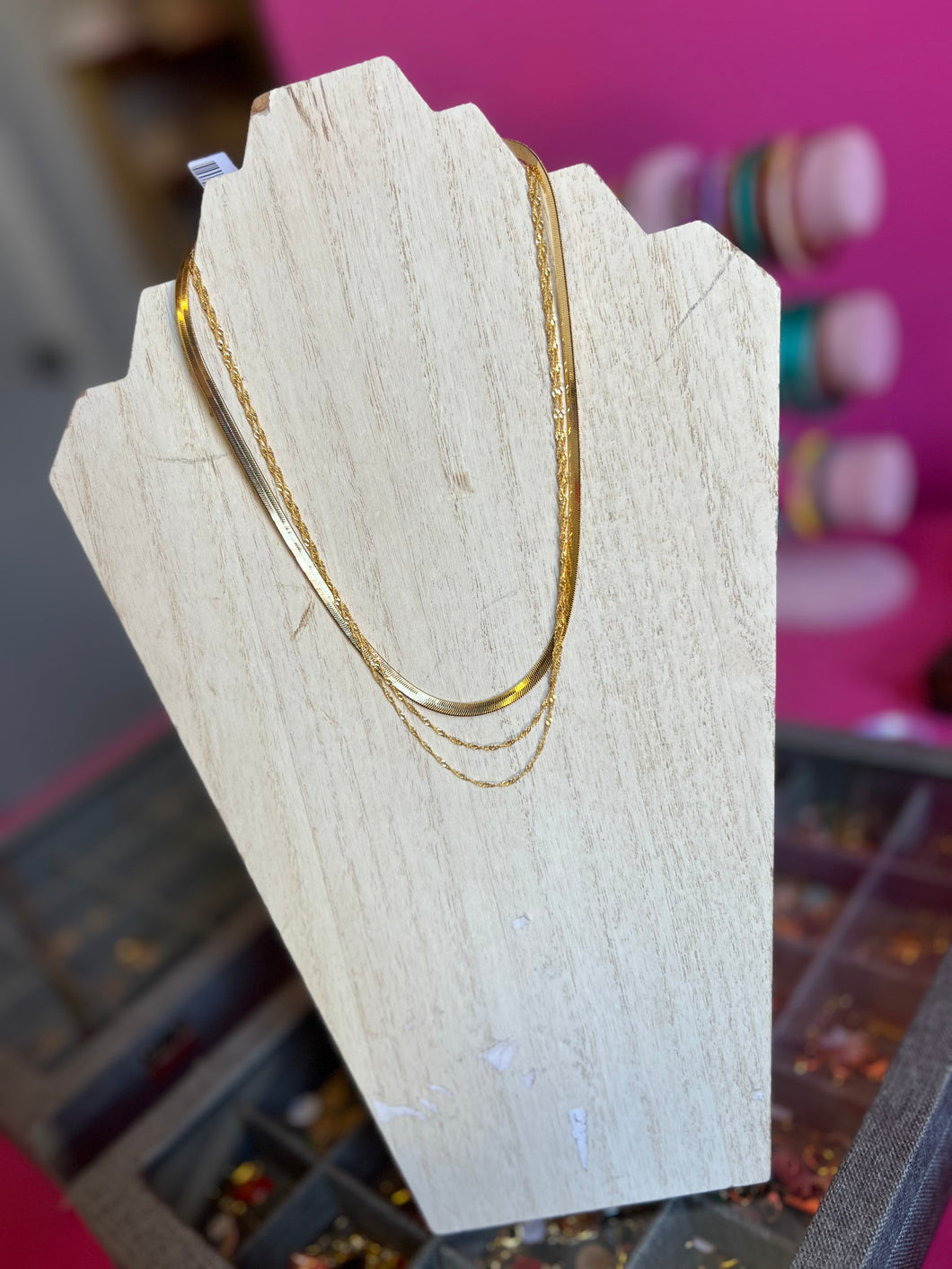 Gold 3 layer chain necklace