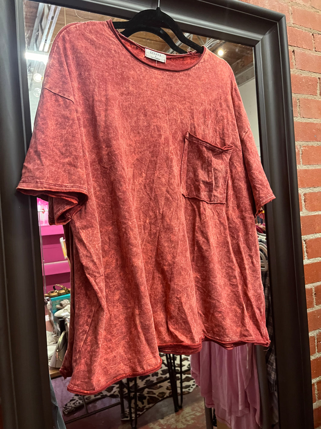 red Tie dye Zenana Womens Top, Small