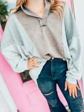 Load image into Gallery viewer, Oversized mineral wash Colorblock long sleeve top
