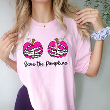 Load image into Gallery viewer, Breast Cancer Save the Pumpkins Tee
