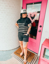 Load image into Gallery viewer, Stripe short sleeve sweater top
