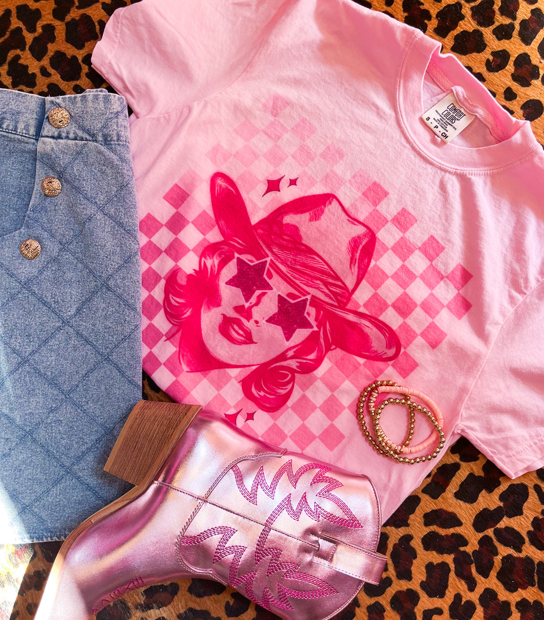 Checkered Cowgirl Tee