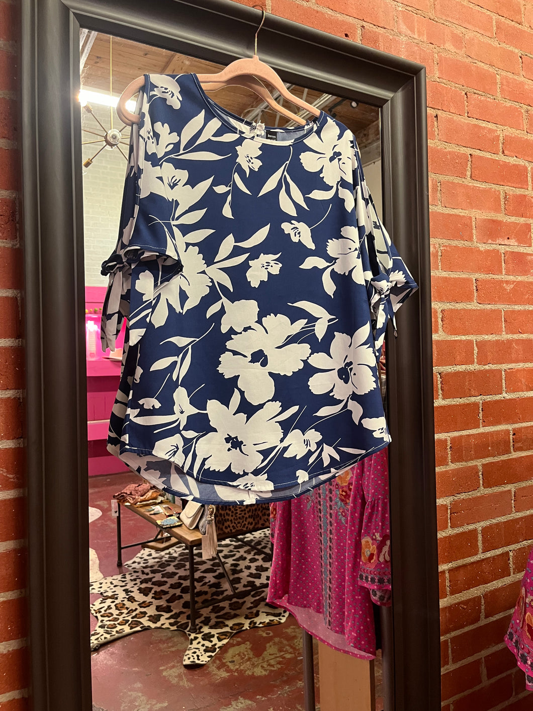 Blue Floral joress Womens Top, Large