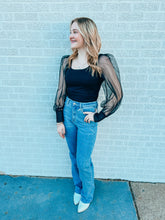 Load image into Gallery viewer, Square neck black mesh top
