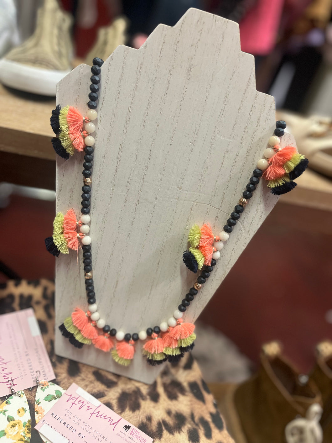 pom pom Pink Bulldog jewelry, One Size