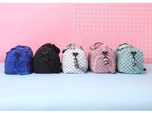 Checkered travel duffle