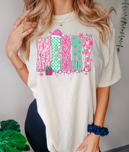Merry pink & green