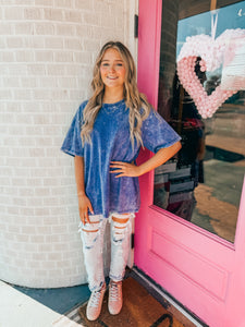 Oversized acid wash tee's