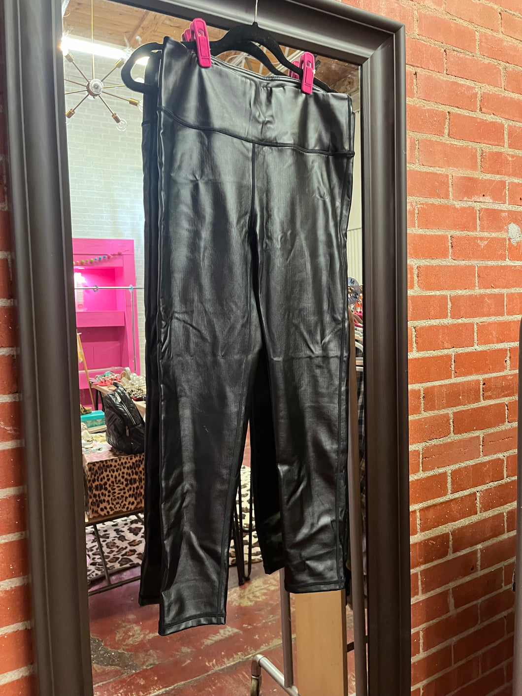 Black leather MR basics Leggings, XL