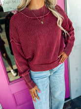 Load image into Gallery viewer, Washed Side Slit Oversized Cropped Sweater
