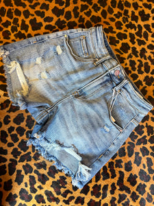 Risen high rise light wash distressed shorts