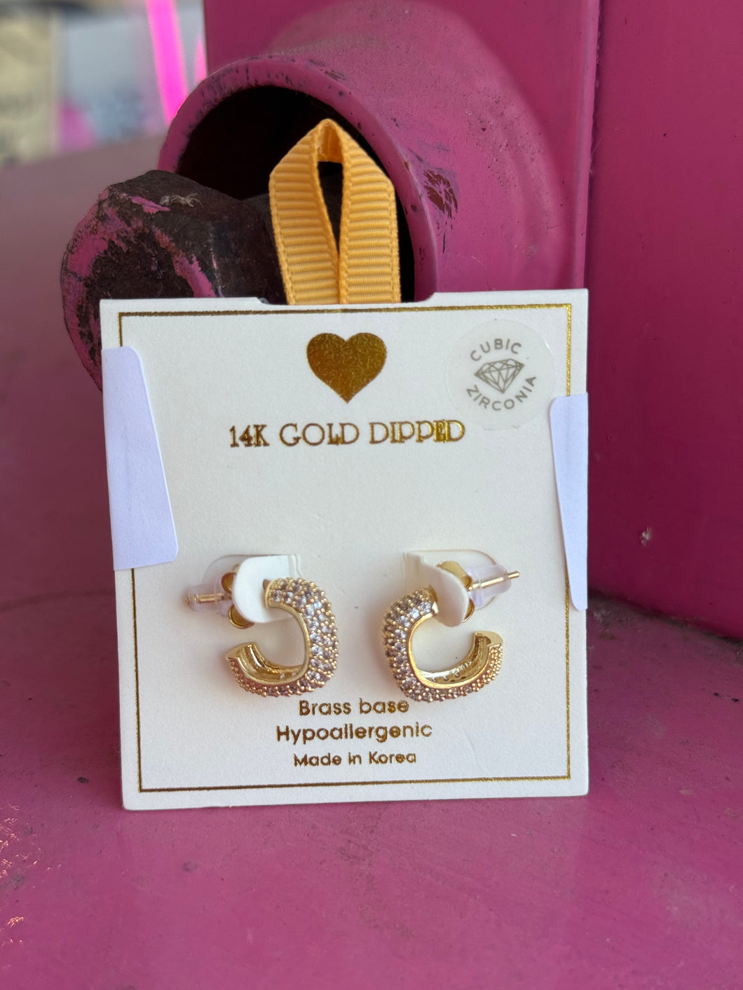 Gold half hoop full rhinestone