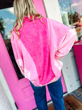 Load image into Gallery viewer, Oversized mineral wash Colorblock long sleeve top
