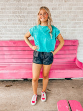 Load image into Gallery viewer, Acid wash cuffed sleeve top
