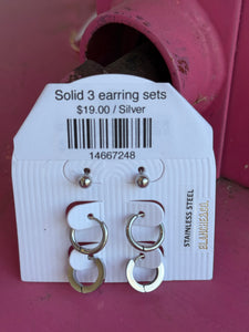 Solid 3 earring sets