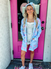 Load image into Gallery viewer, Blue Floral Print Robe &amp; Headband Set
